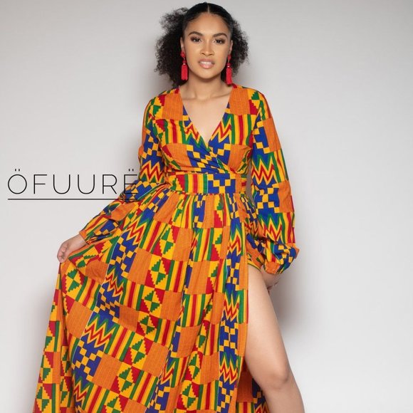 African Maxi Wrap Dress - Picture 1 of 9
